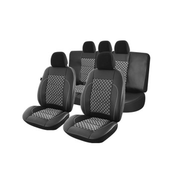 huse scaune auto compatibile SEAT Ibiza III 2002-2008 - Exclusive Leather Premium - Culoare: negru + gri