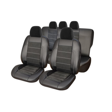 huse scaune auto compatibile DACIA Logan II 2012-2020 - Exclusive Leather Alcantara - Culoare: negru